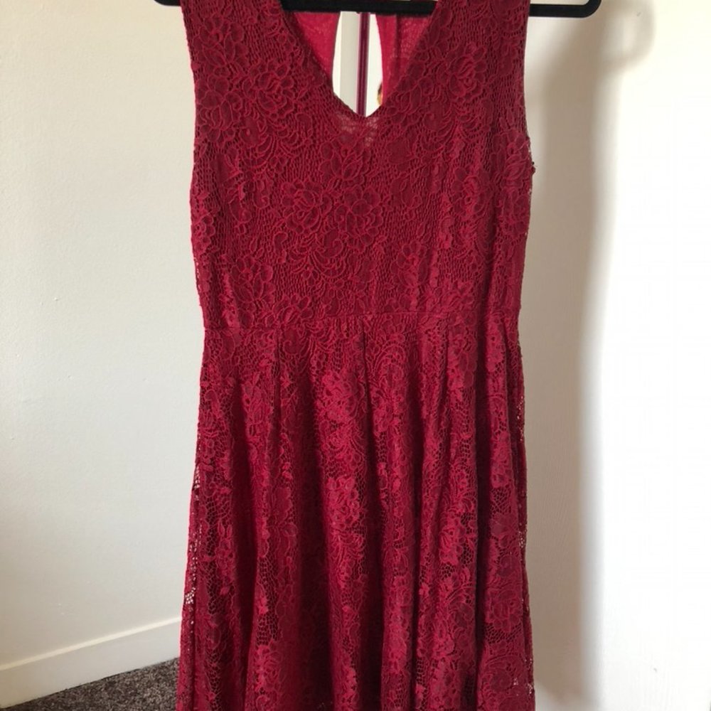 Red Lace Keyhole Back Dress Altar'd State L